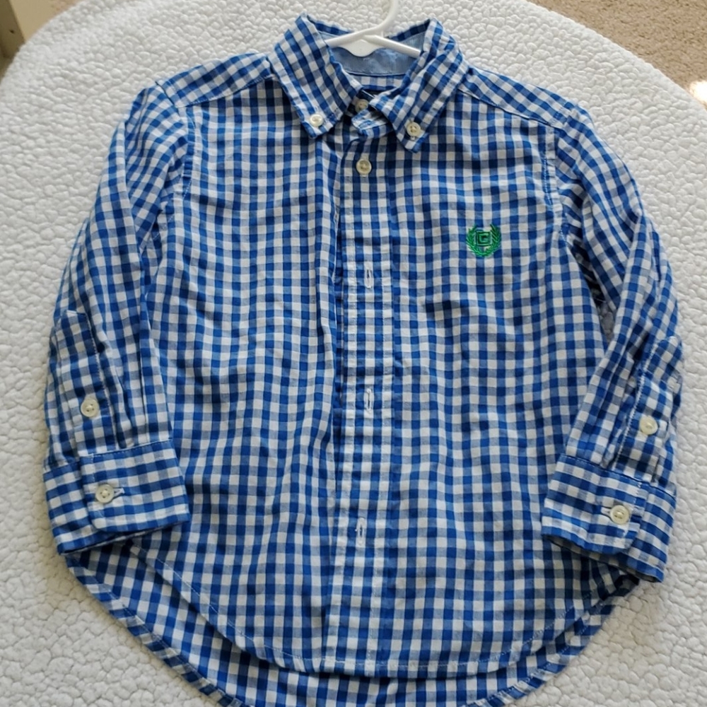 Blue check long sleeve button down